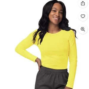 Sivvan Under-Scrub Long Sleeve Lemon Yellow T Shirt Cotton Poly Blend Like NEW